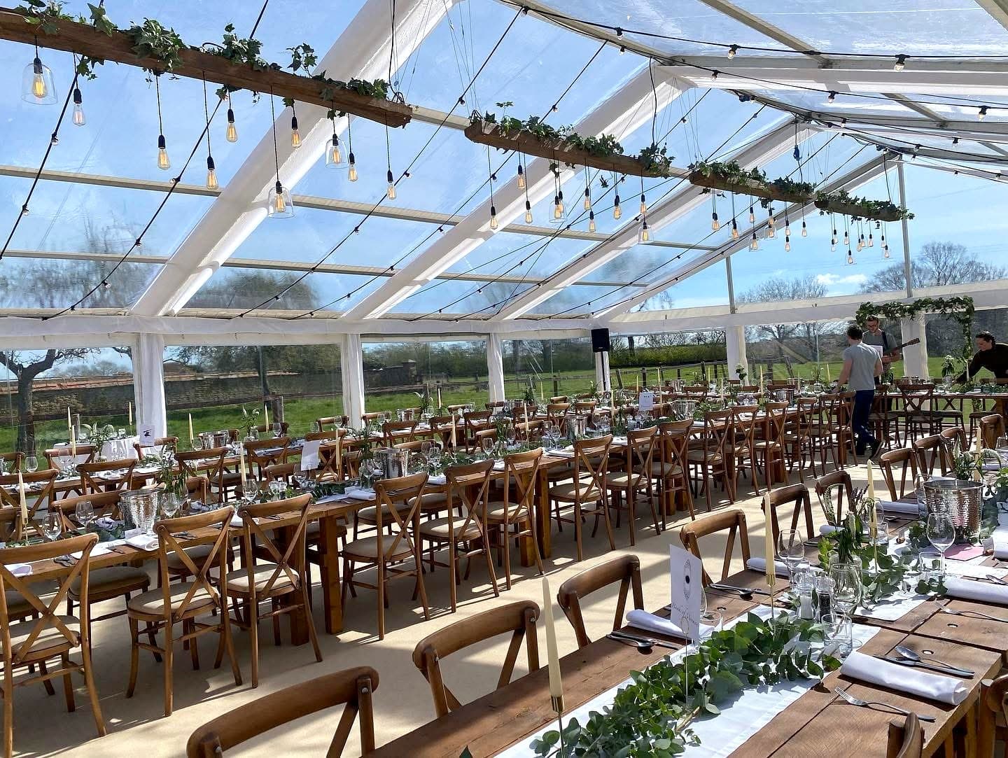 Rustic Trestle Tables & Cross-Back Chairs